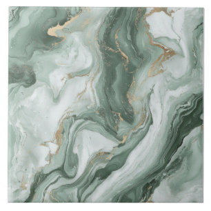 Abstract Marble Sage Green Ceramic Tile