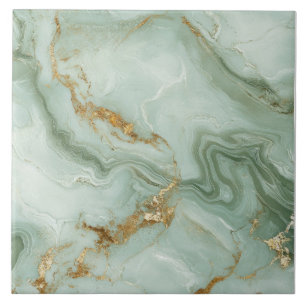 Abstract Marble Sage Green Ceramic Tile