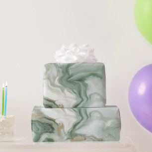 Abstract Marble Sage Green Wrapping Paper