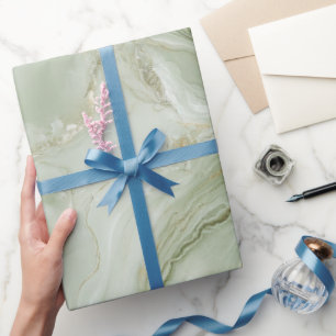 Abstract Marble Sage Green Wrapping Paper