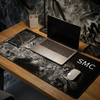 Abstract Marble Smoke Grey Desk Mat