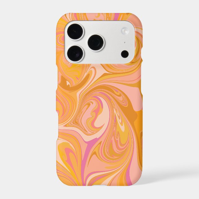 Abstract Marble Swirl Art in Yellow and Pink (Back)