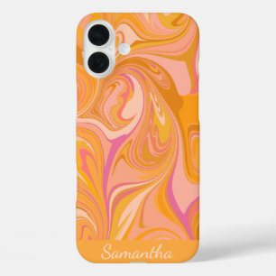 Abstract Marble Swirl Art in Yellow iPhone 16 Plus Case