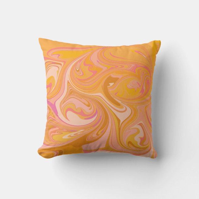 Abstract Marble Swirl Art in Yellow Cushion (Front)