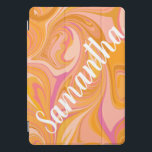 Abstract Marble Swirl Art in Yellow iPad Pro Cover<br><div class="desc">Protect your tablet in style with this colourful abstract marble artwork in yellow,  orange,  and blush pink,  personalised with your name.</div>