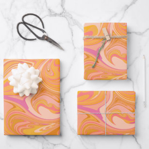 Abstract Marble Swirl Art in Yellow Wrapping Paper Sheet