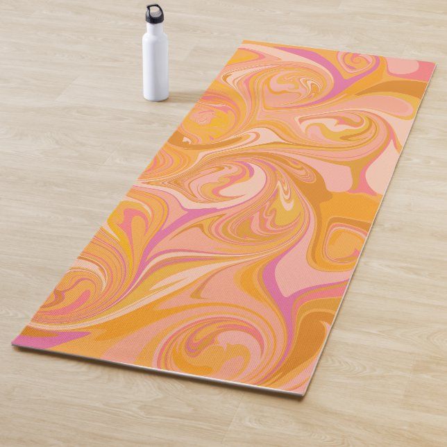 Abstract Marble Swirl Art in Yellow Yoga Mat (In Situ)