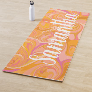Abstract Marble Swirl Art in Yellow Yoga Mat
