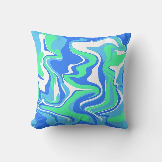 Abstract Marble Swirl Texture - Ocean Tones  Cushion (Front)