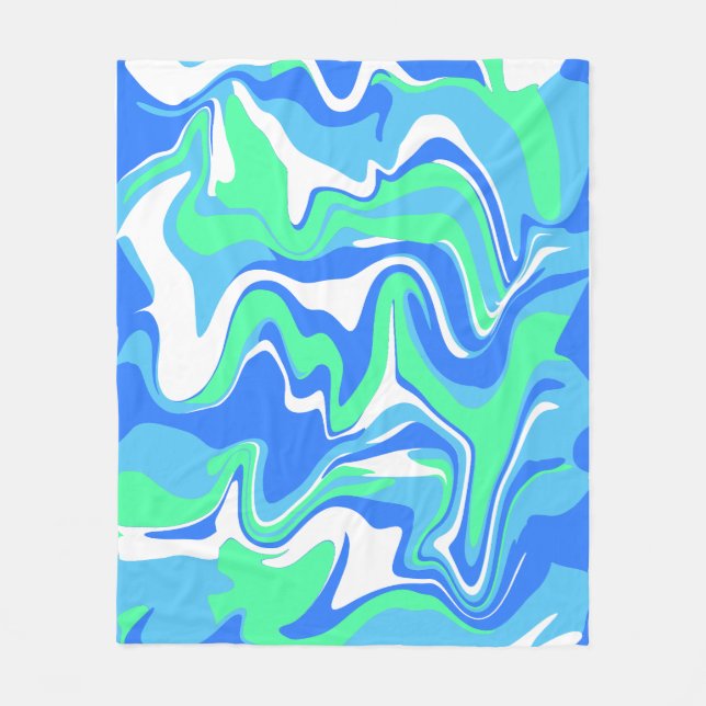 Abstract Marble Swirl Texture - Ocean Tones  Fleece Blanket (Front)
