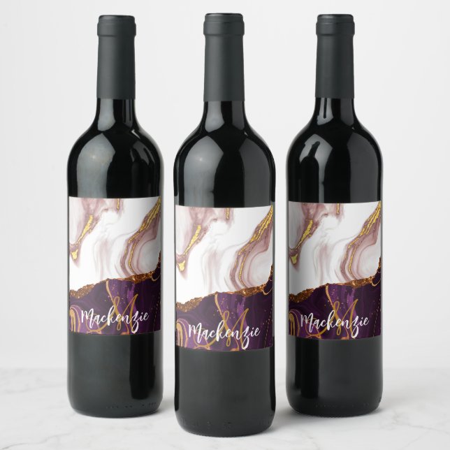 Abstract Marble Texture Wine Label (Bottles)