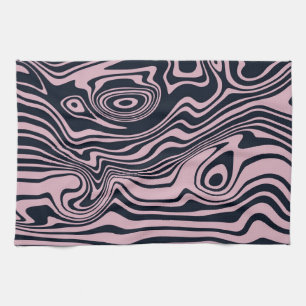 Abstract Marble Waves Artwork Kitchen Towel