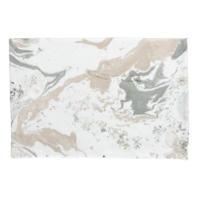 Abstract Marble White Grey Ivory Modern Pillowcase (Front)