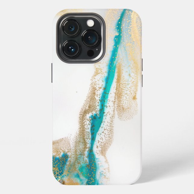 Abstract Marble with Blue and White Paint iPhone Case (Back)