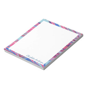 Abstract Marbled Art in Blue and Pink Personalized Notepad