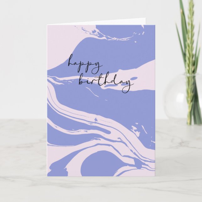 Abstract Marbled Art in Lavender and Pink Birthday Card (Front)