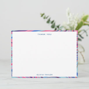 Abstract Marbled Blue Pink Personalised Stationery Thank You Card