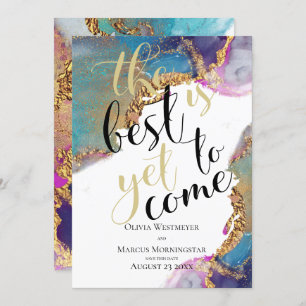 Abstract Marbled Ink Magenta Blue Save the Date Invitation