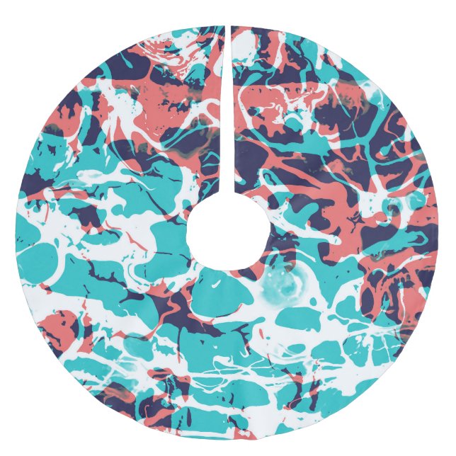 Abstract Marbled Paper Art Background Brushed Polyester Tree Skirt (Front)
