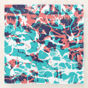 Abstract Marbled Paper Art Background Glass Coaster