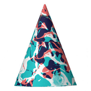 Abstract Marbled Paper Art Background Party Hat