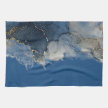 Abstract marbling in the ocean blue background