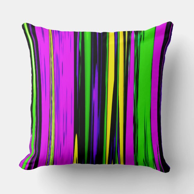 Abstract Mardi Gras Stripes Cushion (Front)