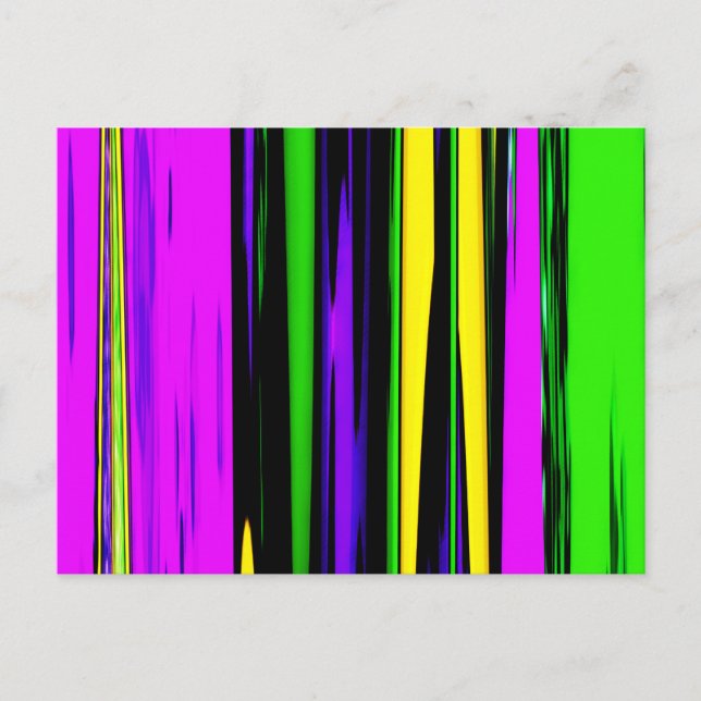 Abstract Mardi Gras Stripes Postcard (Front)
