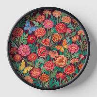 Abstract Marigold Butterflies Art Clocks