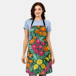 Abstract Marigold Butterflies Gouache Apron