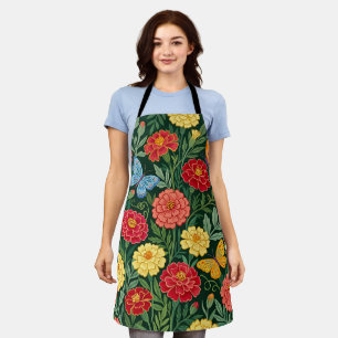 Abstract Marigold Butterfly Boho Apron