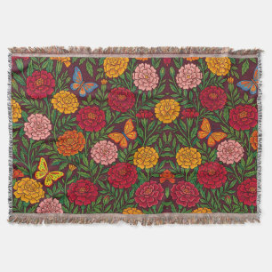 Abstract Marigolds Butterflies Blankets