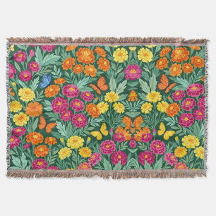 Abstract Marigolds Butterflies Blankets