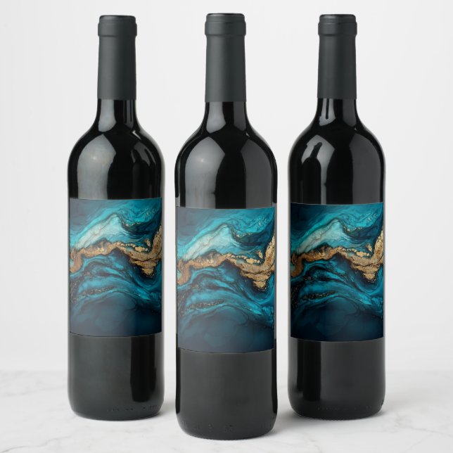 Abstract marine  wine label (Bottles)