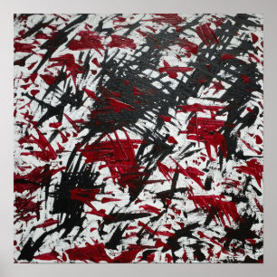 Abstract Marks in Black and Red Poster