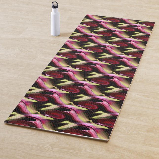 Abstract Maroon And Yellow Shapes Design   Yoga Mat (In Situ)