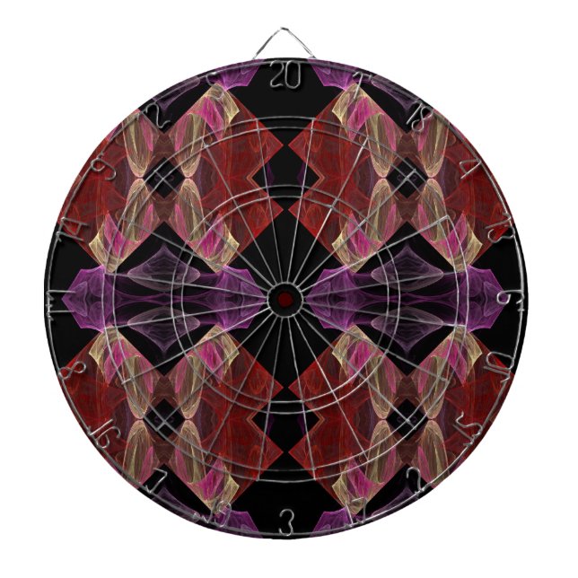 Abstract Maroon Purple Fractal Dart Board (Front)