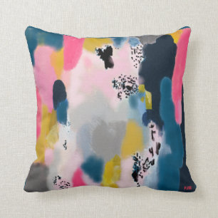 Abstract Mash-Up / Pink Teal Gold Charcoal Cushion