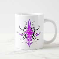 Abstract Mask Tribal Tattoo Design - pink