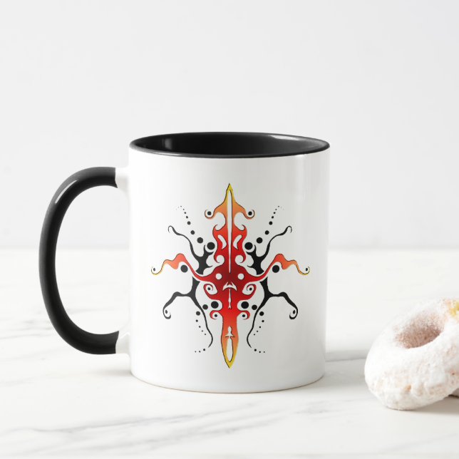 Abstract Mask Tribal Tattoo Design - red Mug (With Donut)