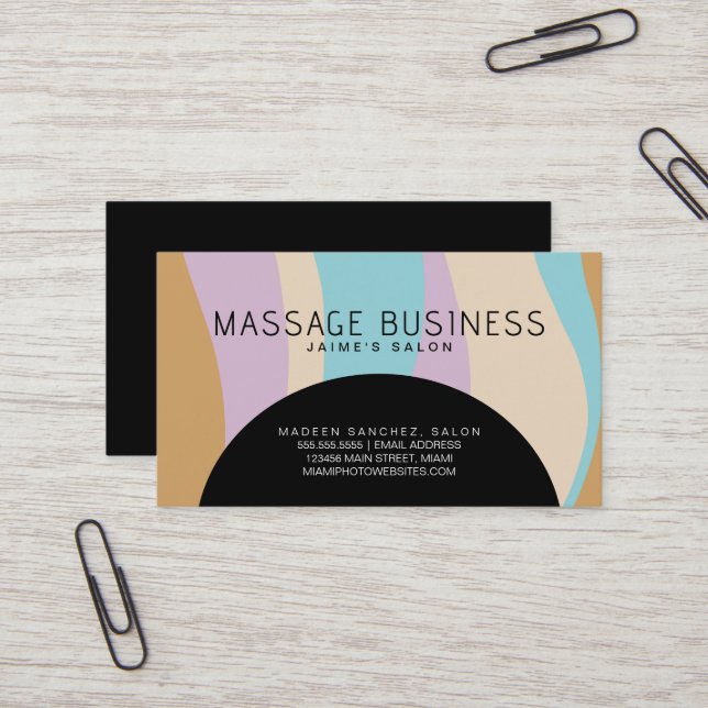 Abstract Massage Business Hair Salon Designer  Business Card (Front/Back In Situ)
