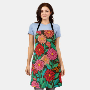 Abstract Matisse Dahlias Butterflies Apron