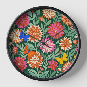 Abstract Matisse Dahlias Butterflies Art Clocks