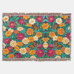Abstract Matisse Marigolds Butterflies Blankets