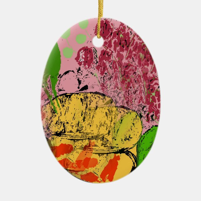 Abstract Matisse Style add text Ceramic Ornament (Front)