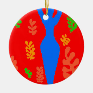 Abstract Matisse Style Shapes Ceramic Ornament