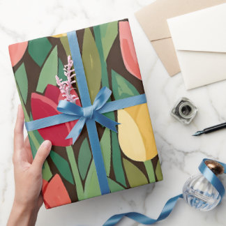 Abstract Matisse Tulip Butterfly Wrapping Paper