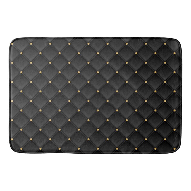 Abstract matte black square texture bath mat (Front)