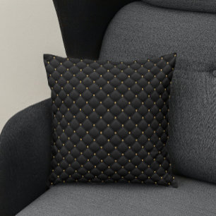 Abstract matte black square texture cushion
