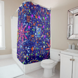 Abstract Maximalism: Ferris Wheel at Night Shower Curtain